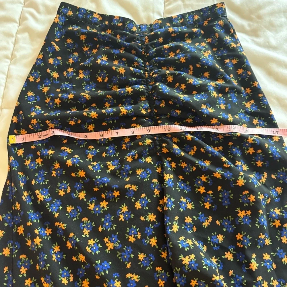 Topshop Women’s Black with Floral Print Midi Asymmetrical Skirt